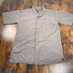 Mens Bruno‎ Gray Jacquard Silk Hawaiian Aloha Island SS Casual Shirt sz M